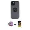 MARSİLYAN™- iPhone 14 Kılıf Yörünge Çizgi - Siyah Buffer Cam Ekran Koruyucu + Raze Metal Kamera Lens - KI