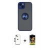 MARSİLYAN™- iPhone 14 Kılıf Yörünge Çizgi - Siyah Buffer Cam Ekran Koruyucu + Shine Kamera Lens - YL