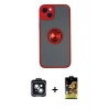 MARSİLYAN™- iPhone 14 Kılıf Yörünge Çizgi - Siyah Buffer Cam Ekran Koruyucu + PVD Metal Kamera Lens - SH