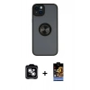 MARSİLYAN™- iPhone 14 Kılıf Yörünge Çizgi - Siyah Buffer Hayalet Cam Ekran Koruyucu + PVD Metal Kamera Lens - GS