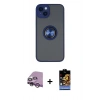 MARSİLYAN™- iPhone 14 Kılıf Yörünge Çizgi - Siyah Buffer Hayalet Cam Ekran Koruyucu + Mor Raze Metal Kamera Lens