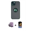 MARSİLYAN™- iPhone 14 Kılıf Yörünge Çizgi - Siyah Buffer Hayalet Cam Ekran Koruyucu + Raze Metal Kamera Lens - SH