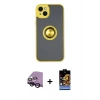 MARSİLYAN™- iPhone 14 Kılıf Yörünge Çizgi - Siyah Buffer Hayalet Cam Ekran Koruyucu + Raze Metal Kamera Lens - SH
