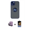 MARSİLYAN™- iPhone 14 Kılıf Yörünge Çizgi - Siyah Buffer Hayalet Cam Ekran Koruyucu + Raze Metal Kamera Lens - SH