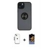MARSİLYAN™- iPhone 14 Kılıf Yörünge Çizgi - Siyah Buffer Hayalet Cam Ekran Koruyucu + Shine Kamera Lens - GS