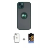 MARSİLYAN™- iPhone 14 Kılıf Yörünge Çizgi - Siyah Buffer Hayalet Cam Ekran Koruyucu + Shine Kamera Lens - GS