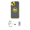 MARSİLYAN™- iPhone 14 Kılıf Yörünge Çizgi - Siyah Joko Magic 5D Cam + Shine Kamera Lens - GI