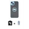 MARSİLYAN™- iPhone 14 Kılıf Yörünge Çizgi - Siyah Joko Magic 5D Cam + PVD Metal Kamera Lens - GS