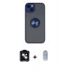 MARSİLYAN™- iPhone 14 Kılıf Yörünge Çizgi - Siyah Joko Magic 5D Cam + PVD Metal Kamera Lens - GS