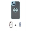 MARSİLYAN™- iPhone 14 Kılıf Yörünge Çizgi - Siyah Joko Magic 5D Cam + Shine Kamera Lens - KI