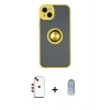MARSİLYAN™- iPhone 14 Kılıf Yörünge Çizgi - Siyah Joko Magic 5D Cam + Shine Kamera Lens - KI
