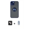 MARSİLYAN™- iPhone 14 Kılıf Yörünge Çizgi - Siyah Joko Magic 5D Cam + PVD Metal Kamera Lens - PE