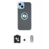 MARSİLYAN™- iPhone 14 Kılıf Yörünge Çizgi - Siyah Joko Magic 5D Cam + PVD Metal Kamera Lens - SH