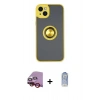 MARSİLYAN™- iPhone 14 Kılıf Yörünge Çizgi - Siyah Joko Magic 5D Cam + Raze Metal Kamera Lens - KI