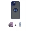 MARSİLYAN™- iPhone 14 Kılıf Yörünge Çizgi - Siyah Joko Magic 5D Cam + Raze Metal Kamera Lens - SH