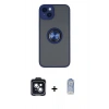 MARSİLYAN™- iPhone 14 Kılıf Yörünge Çizgi - Siyah Joko Magic 5D Cam + Siyah PVD Metal Kamera Lens