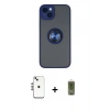 MARSİLYAN™- iPhone 14 Kılıf Yörünge Çizgi - Siyah Joko Magic 5D Hayalet Cam + Shine Kamera Lens - GS