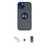 MARSİLYAN™- iPhone 14 Kılıf Yörünge Çizgi - Siyah Joko Magic 5D Hayalet Cam + Kırmızı Diamond Kamera Lens