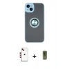 MARSİLYAN™- iPhone 14 Kılıf Yörünge Çizgi - Siyah Joko Magic 5D Hayalet Cam + Shine Kamera Lens - KI