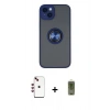 MARSİLYAN™- iPhone 14 Kılıf Yörünge Çizgi - Siyah Joko Magic 5D Hayalet Cam + Shine Kamera Lens - KI