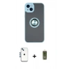 MARSİLYAN™- iPhone 14 Kılıf Yörünge Çizgi - Siyah Joko Magic 5D Hayalet Cam + Shine Kamera Lens - MI