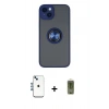 MARSİLYAN™- iPhone 14 Kılıf Yörünge Çizgi - Siyah Joko Magic 5D Hayalet Cam + Shine Kamera Lens - MI