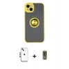 MARSİLYAN™- iPhone 14 Kılıf Yörünge Çizgi - Siyah Joko Magic 5D Hayalet Cam + Shine Kamera Lens - MI