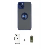 MARSİLYAN™- iPhone 14 Kılıf Yörünge Çizgi - Siyah Joko Magic 5D Hayalet Cam + Shine Kamera Lens - SH
