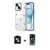 MARSİLYAN™- iPhone 14 Kılıf Yörünge Form - Şeffaf 360 Full Body Arka Koruyucu + PVD Metal Kamera Lens - TU