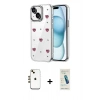 MARSİLYAN™- iPhone 14 Kılıf Yörünge Form - Şeffaf Pasifik Cam Ekran Koruyucu + Shine Kamera Lens - GD
