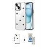 MARSİLYAN™- iPhone 14 Kılıf Yörünge Form - Şeffaf Royal Nano Ekran Koruyucu + Shine Kamera Lens - GI