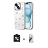MARSİLYAN™- iPhone 14 Kılıf Yörünge Form - Siyah Bilvis 3D Mat Cam Ekran Koruyucu + PVD Metal Kamera Lens - MI