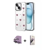 MARSİLYAN™- iPhone 14 Kılıf Yörünge Form - Siyah Bilvis 3D Mat Cam Ekran Koruyucu + Raze Metal Kamera Lens - GS