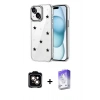 MARSİLYAN™- iPhone 14 Kılıf Yörünge Form - Siyah Bilvis 5in1 3D Magic Cam Ekran Koruyucu + PVD Metal Kamera Lens - TU