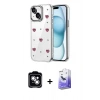 MARSİLYAN™- iPhone 14 Kılıf Yörünge Form - Siyah Bilvis 5in1 5D Magic Hayalet Cam Ekran Koruyucu + PVD Metal Kamera Lens - GS