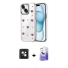 MARSİLYAN™- iPhone 14 Kılıf Yörünge Form - Siyah Bilvis 5in1 5D Magic Hayalet Cam Ekran Koruyucu + PVD Metal Kamera Lens - PE