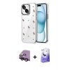 MARSİLYAN™- iPhone 14 Kılıf Yörünge Form - Siyah Bilvis 5in1 5D Magic Hayalet Cam Ekran Koruyucu + Raze Metal Kamera Lens - SH
