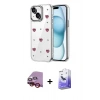 MARSİLYAN™- iPhone 14 Kılıf Yörünge Form - Siyah Bilvis 5in1 5D Magic Hayalet Cam Ekran Koruyucu + Raze Metal Kamera Lens - KI