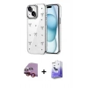 MARSİLYAN™- iPhone 14 Kılıf Yörünge Form - Siyah Bilvis 5in1 5D Magic Hayalet Cam Ekran Koruyucu + Raze Metal Kamera Lens - KI