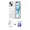 MARSİLYAN™- iPhone 14 Kılıf Yörünge Form - Siyah Bilvis 5in1 5D Magic Hayalet Cam Ekran Koruyucu + Shine Kamera Lens - GS