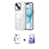 MARSİLYAN™- iPhone 14 Kılıf Yörünge Form - Siyah Bilvis 5in1 5D Magic Hayalet Cam Ekran Koruyucu + Shine Kamera Lens - KI