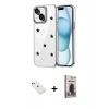 MARSİLYAN™- iPhone 14 Kılıf Yörünge Form - Siyah Bilvis Hayalet Cam Ekran Koruyucu + Diamond Kamera Lens - KI