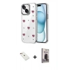 MARSİLYAN™- iPhone 14 Kılıf Yörünge Form - Siyah Bilvis Hayalet Cam Ekran Koruyucu + Diamond Kamera Lens - KI