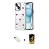MARSİLYAN™- iPhone 14 Kılıf Yörünge Form - Siyah Buffer Cam Ekran Koruyucu + Diamond Kamera Lens - KI