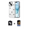 MARSİLYAN™- iPhone 14 Kılıf Yörünge Form - Siyah Buffer Hayalet Cam Ekran Koruyucu + PVD Metal Kamera Lens - GS