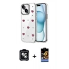 MARSİLYAN™- iPhone 14 Kılıf Yörünge Form - Siyah Buffer Hayalet Cam Ekran Koruyucu + PVD Metal Kamera Lens - YL