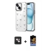 MARSİLYAN™- iPhone 14 Kılıf Yörünge Form - Siyah Buffer Hayalet Cam Ekran Koruyucu + PVD Metal Kamera Lens - PE