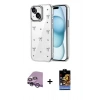 MARSİLYAN™- iPhone 14 Kılıf Yörünge Form - Siyah Buffer Hayalet Cam Ekran Koruyucu + Raze Metal Kamera Lens - MR