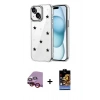 MARSİLYAN™- iPhone 14 Kılıf Yörünge Form - Siyah Buffer Hayalet Cam Ekran Koruyucu + Raze Metal Kamera Lens - KI