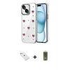 MARSİLYAN™- iPhone 14 Kılıf Yörünge Form - Siyah Joko Magic 5D Hayalet Cam + Diamond Kamera Lens - SABE